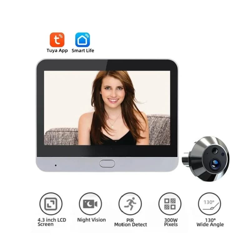 1080P Tuya Smart 2.4G WiFi Door Peephole Cam One Way Audio Wireless Video Doorbell Home Security Night Vision Door Eye Monitor