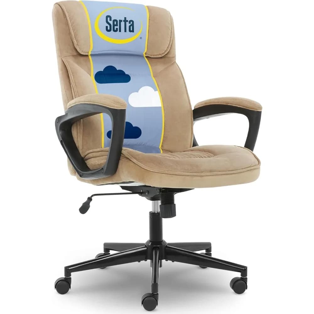 Sedia da scrivania direzionale per ufficio domestico Serta Hannah, schienale medio ergonomico con supporto lombare, cuscino del sedile rigido, cuscini per il corpo a strati,