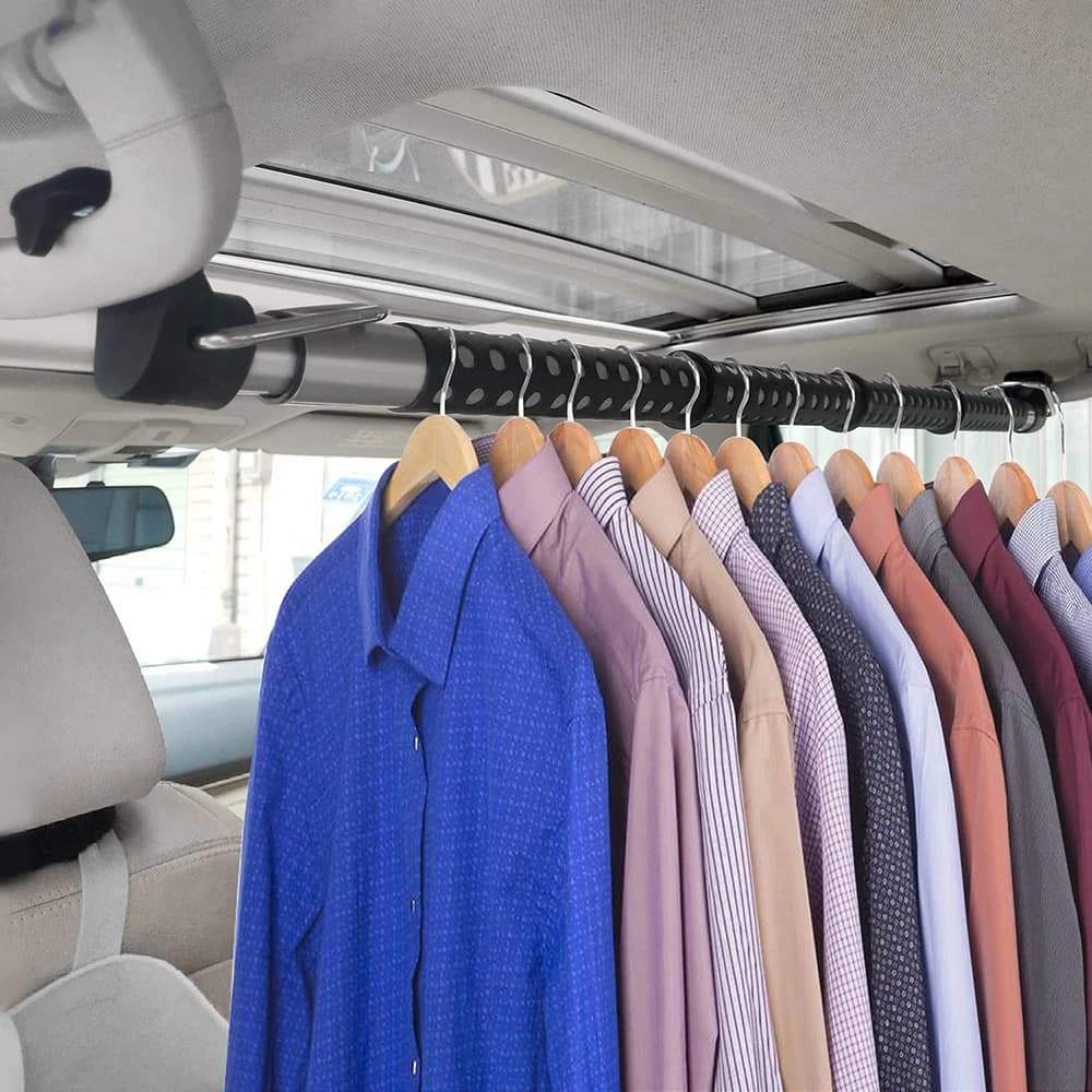 Car Clothes Hanger Bar Clothes Rack for Car Telescopic Adjust Heavy Duty Clothes Rack Suitable For Car Truck SUV RV