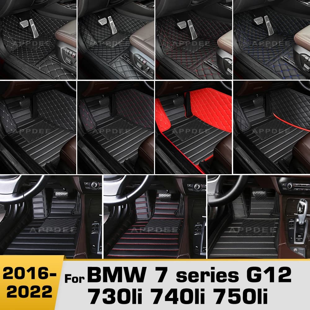 Tappetini auto Per BMW serie 7 G12 730li 740li 750li (4 posti/5 posti) 2016-2022 21 20 19 18 17 Tappeto Copertura Accessori interni