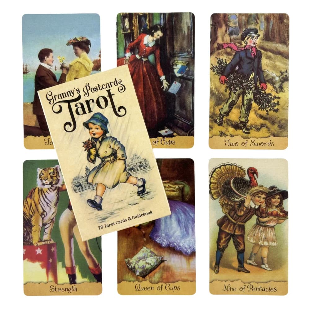 Nuove Carte dei Tarocchi di Granny's Postcards, Mazzo di 78 Carte dei Tarocchi, Gioco da Tavolo per Divinazione e Previsione del Futuro, Serate di Gioco in Famiglia, Gioco per Riunioni di Amici