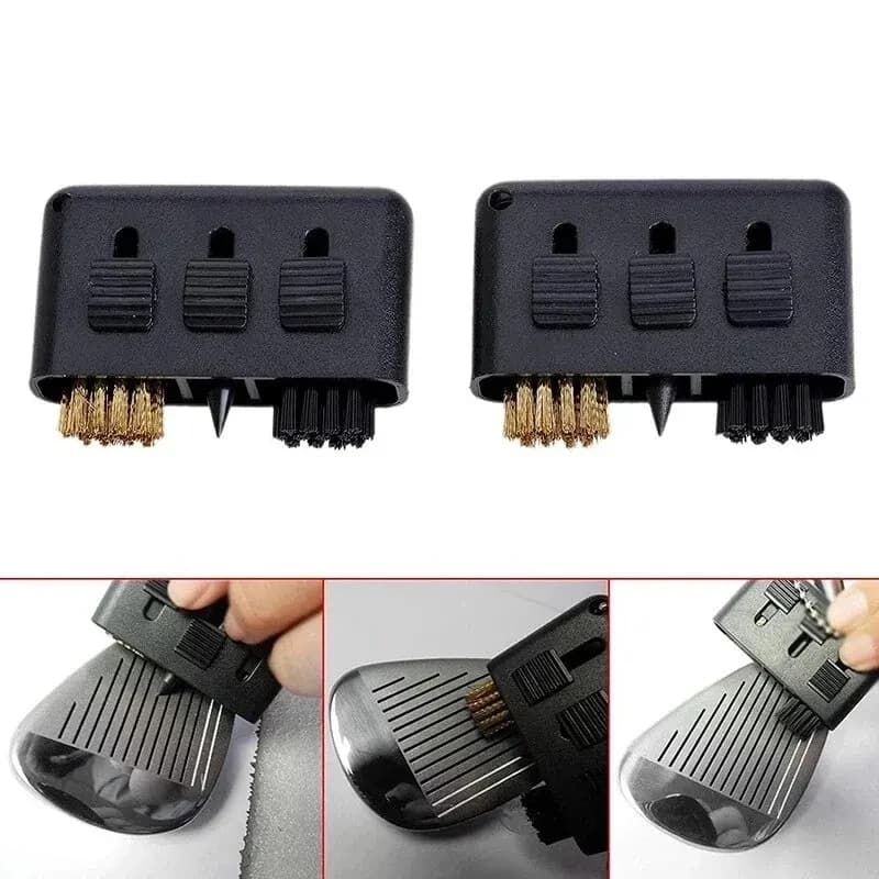 Spazzola per Mazze da Golf, 3 in 1 Retrattile Multiuso, Pulitore per Scanalature delle Mazze, Kit per Pulizia Palline e Divot, Strumento Tascabile