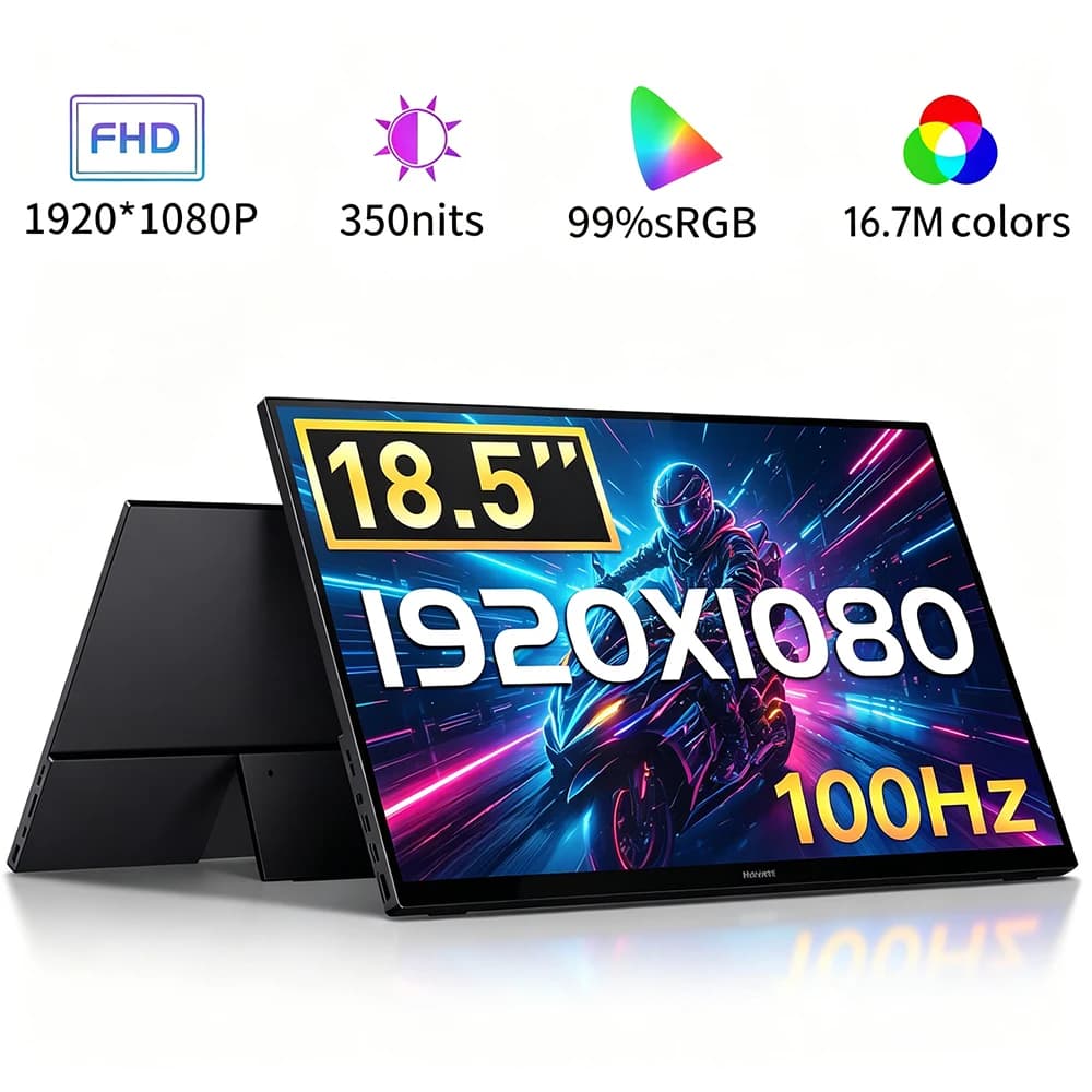 VCHANCE 18.5 Inch Portable Monitor FHD 100Hz USB-C 99%sRGB 350Nits Display with Stand for PC Laptop Macbook Xbox PS5 Switch
