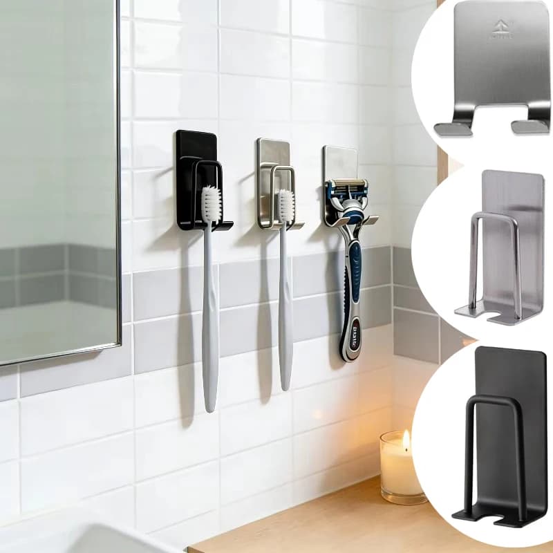 Portaspazzolino in acciaio inossidabile, portarasoio, portaoggetti da parete, facile da installare, set di accessori per il bagno domestico