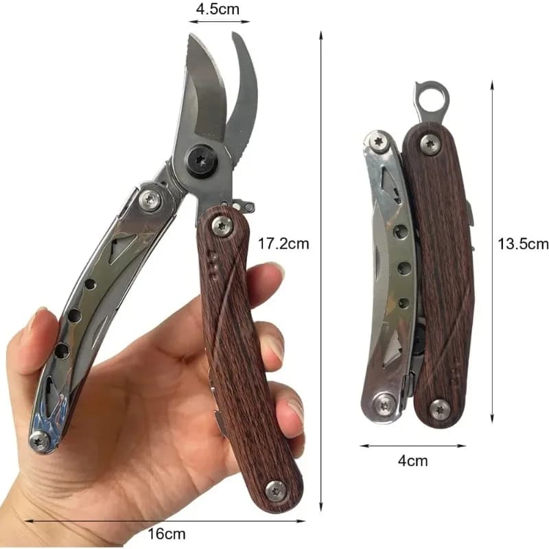 Resistant gardening tools 6 in 1 for fresh branches Scissors Hand pruning shears with saw, stock shovel and safety lock