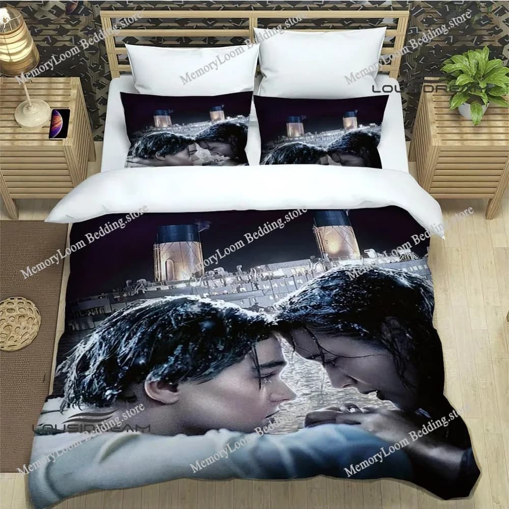 Titanic Leonardo DiCaprio Set di biancheria da letto stampato Set di forniture per letto squisito Copripiumino Set di trapunta Biancheria da letto Regalo di compleanno