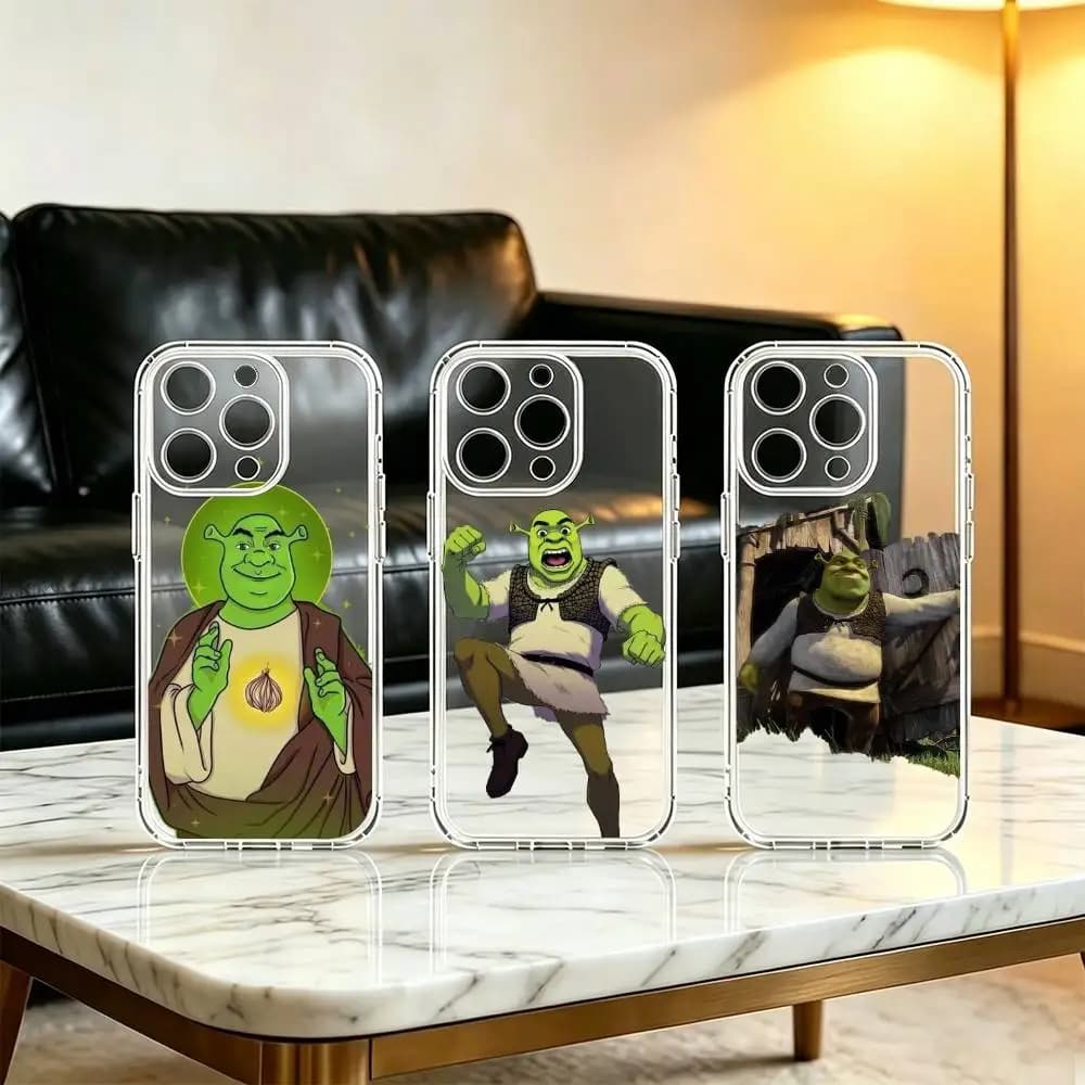 S-Shrek-s-Cartoon-Funny Phone Case For iPhone 17 16 15 14 13 12 11 Mini Pro Max Plus Transparent Cover