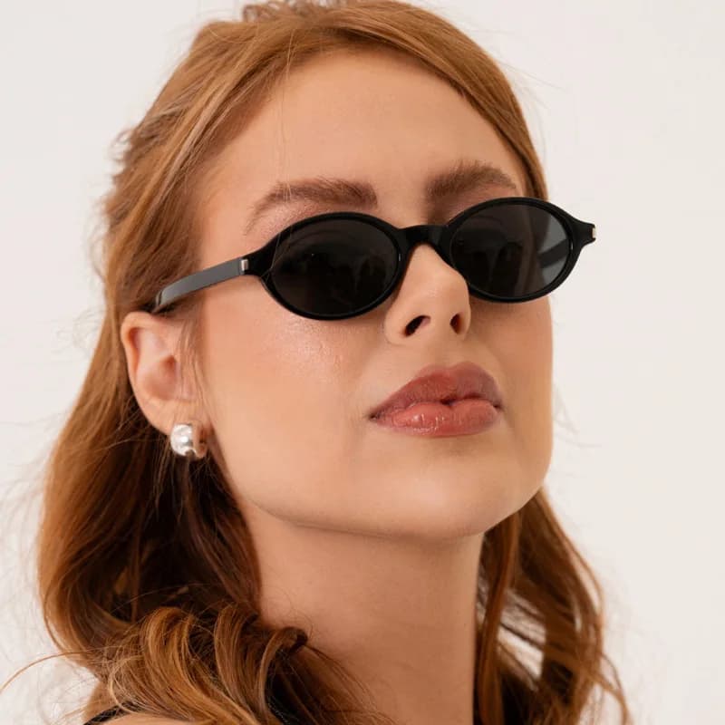 Hiking Camping Fashion Small Oval Glasses Anti Light Rivet Women Color Punk Vintage Eyewear Gradient UV400 Travel Tone