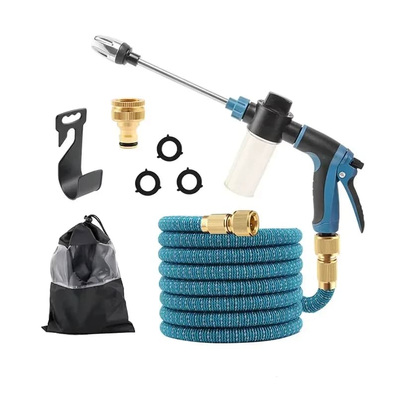 2025 New Color Flexible Expandable Garden Water Hose with 100ml Soap Dispenser for Garden Irrigation Cleaning
