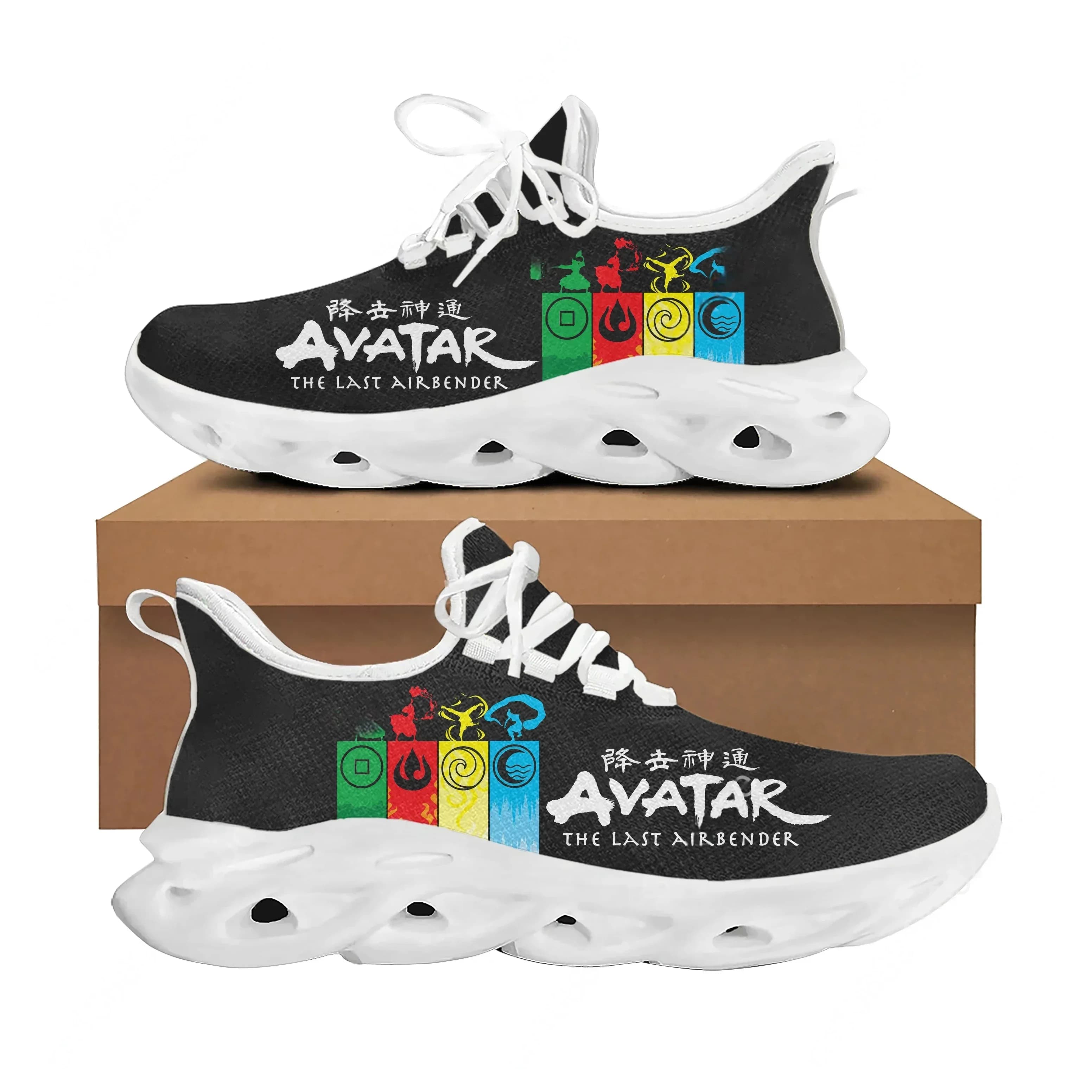 Avatar The Last Airbender Flats Sneakers Scarpe da corsa sportive da uomo, donna e adolescente, calzature in rete con lacci personalizzate in stile cowboy