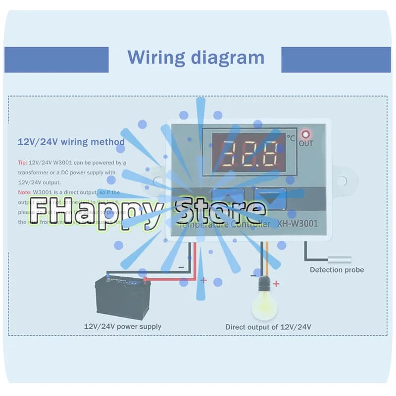 12V 24V 220V Humidistat Hygrometer Humidity Control Switch Regulator + Humidity Sensor XH-W3005 Digital Humidity Controller