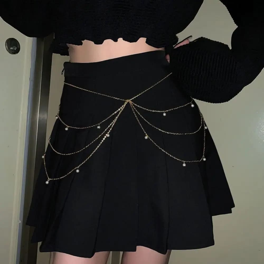 Fashion Elegant Multilayer Pearl Waist Chain Butterfly Belt Sexy Body Chain All-match Korean Style Y2k Waistband Gift