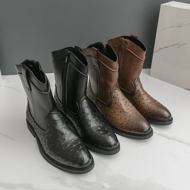 Four season single shoe pointed denim boots high top boots for men's riding boots