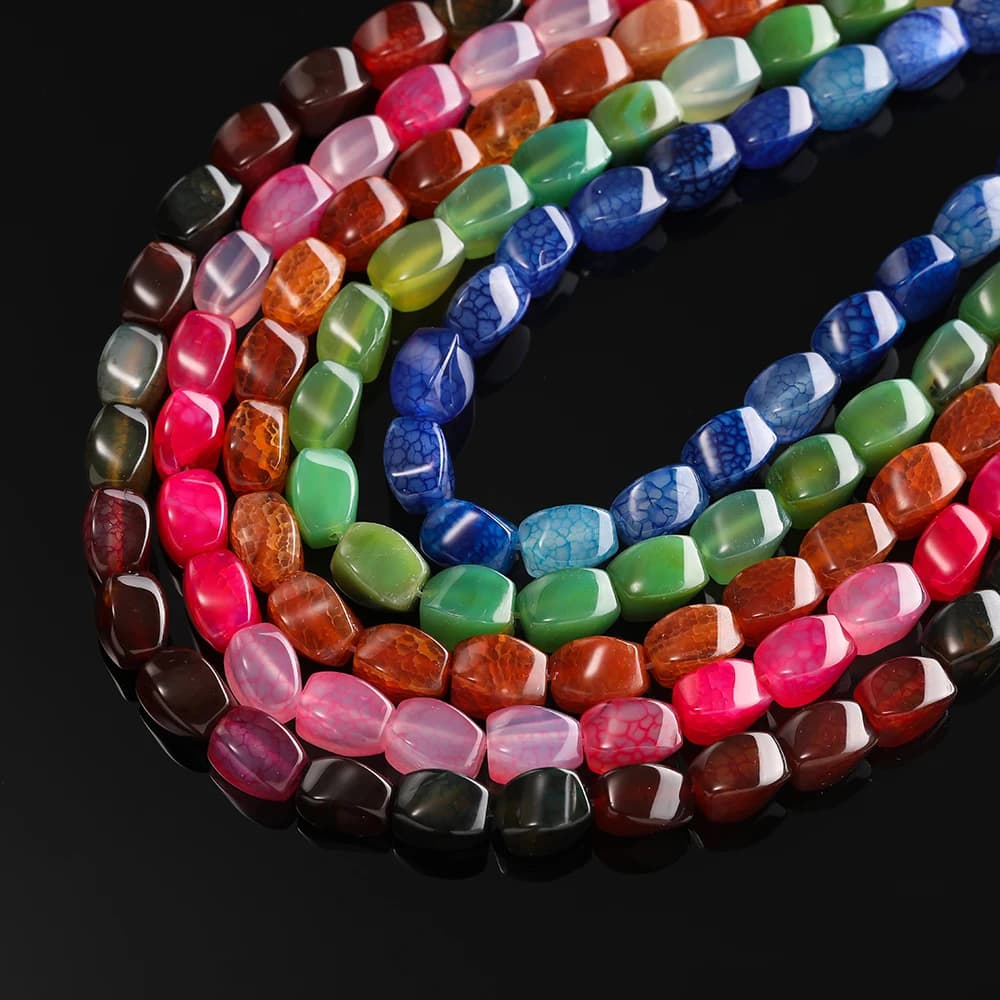 1strand 9X12MM About32pcs Agate Beads Loose Spacer Bead for Jewelry Making DIY Necklace Accessories
