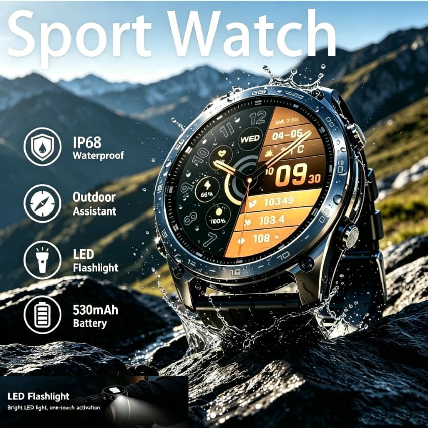 Sports Smartwatch T8pro 2026 with Screen 1.43 Inch, 100+ Sports Mode, Health Monitoring, Man's Watch for Open Activity, Calls BT 5.3, Waterproof