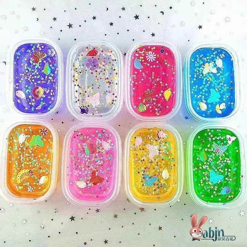 Dreamy Crystal Mud Toy Set for Children Safe Non-toxic Stress Relief Fantasy Bubble Glue Play Dough Kit Girls Heart Candy Color
