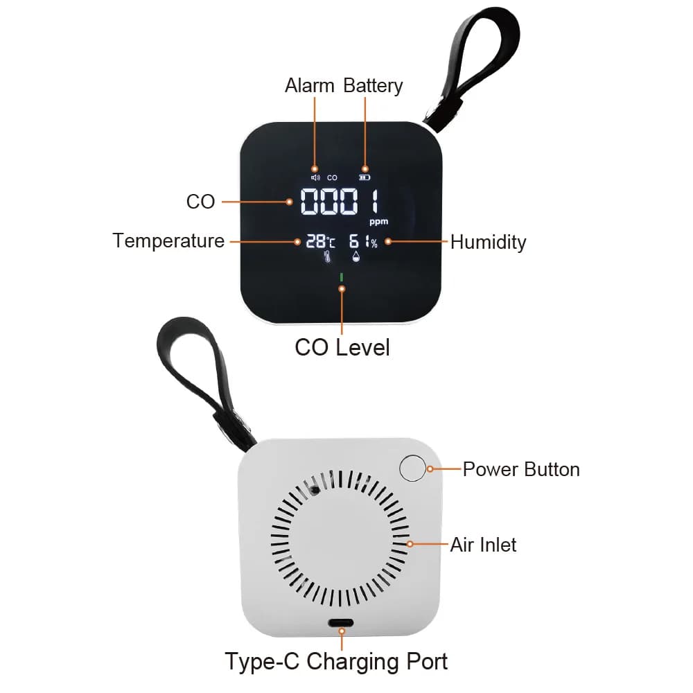 2000 MAh 24 ore di standby lungo 3 in 1 Tester di monossido di carbonio Igrotermografo Analizzatore di gas Allarme gas combustibile Rilevatore di CO