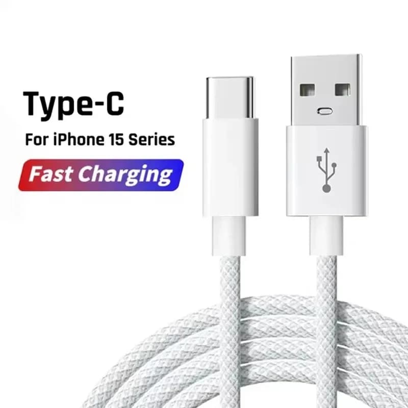 Cavo Dati USB A a iPhone da 30W, Cavo di Ricarica Rapida Intrecciato USB A a Tipo C per iPhone
