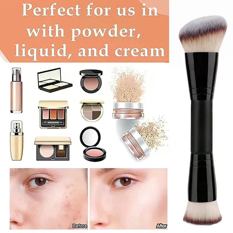 Set di 5 Pennelli Viso Premium con Scatola, Doppia Punta, Setole Morbide, per Contorno, Cipria e Ombretto, Accessori Cosmetici da Viaggio per Ragazze
