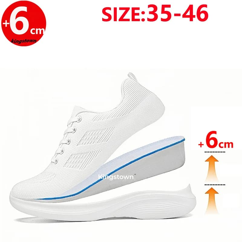 Sneakers Bianche da Uomo con Rialzo Interno di 6 cm, Scarpe Casual con Piattaforma, Taglie 35-46