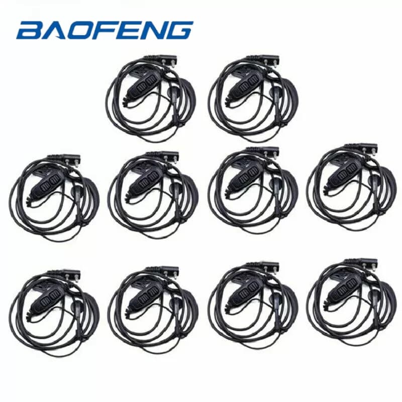 10 pz Doppio PTT 2 Pin PTT MIC Auricolare Auricolare per BaoFeng Walkie Talkie UV-82 UV-82HP UV-82X UV-82C UV-82L UV-8D GT-5 V2 + Radio