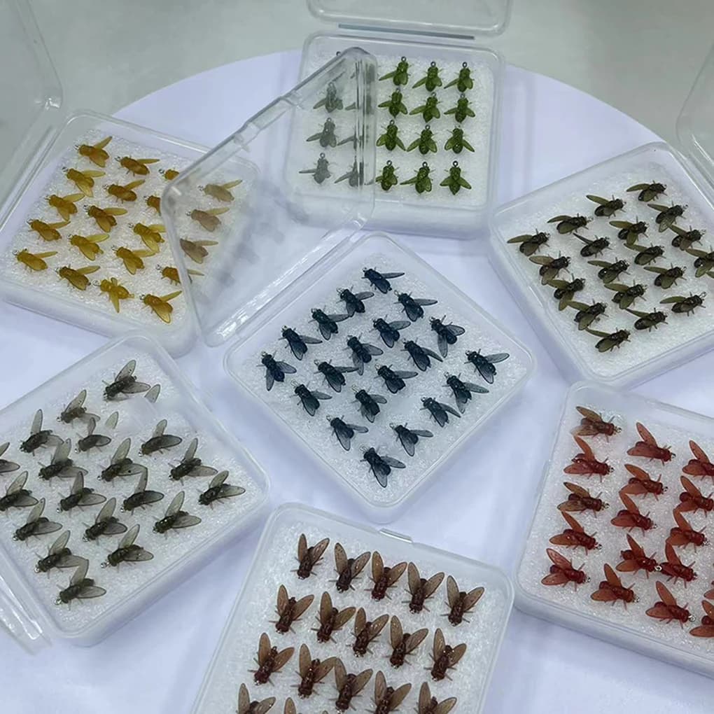 20PCS PVC Fly Fishing Flies Soft Rubber Fly Fishing Lures Lifelike Flies Insects Lures Barbed Hooks Fishing Accessories