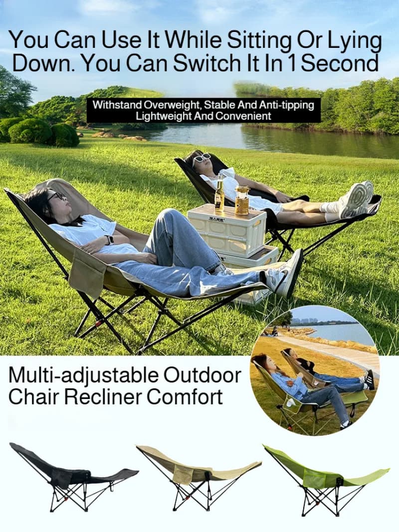 Sit and lie down as you folding chair Folding recliner Curved headrest Comfort Experience camping relaxation chair cushion