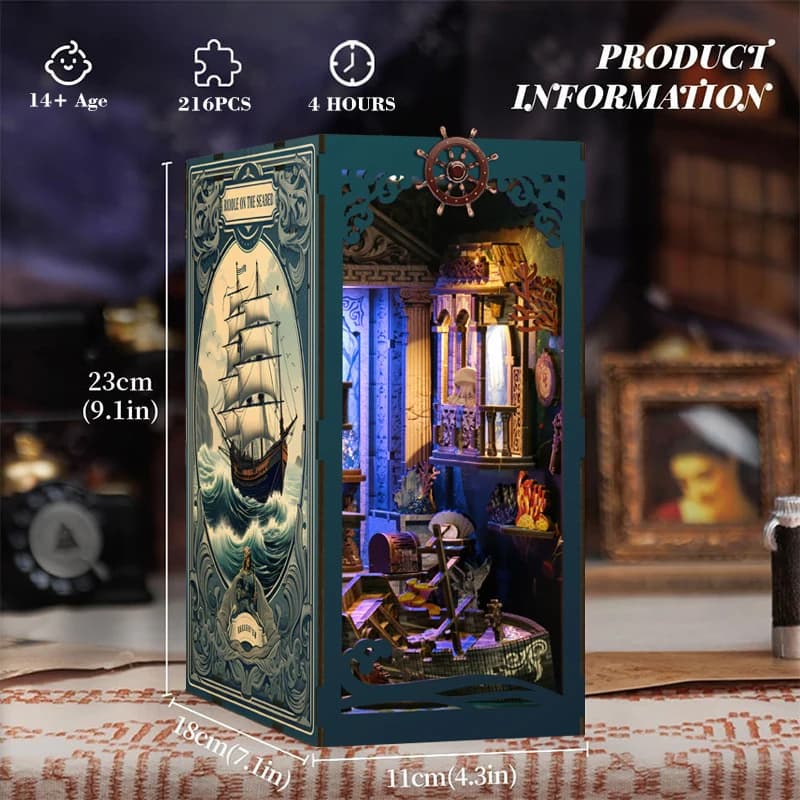 3D Wooden DIY Bookend Puzzle Handmade Mini Model Kit Smart Book Shelf Organizer Home Office Decorative Shelf Accessories