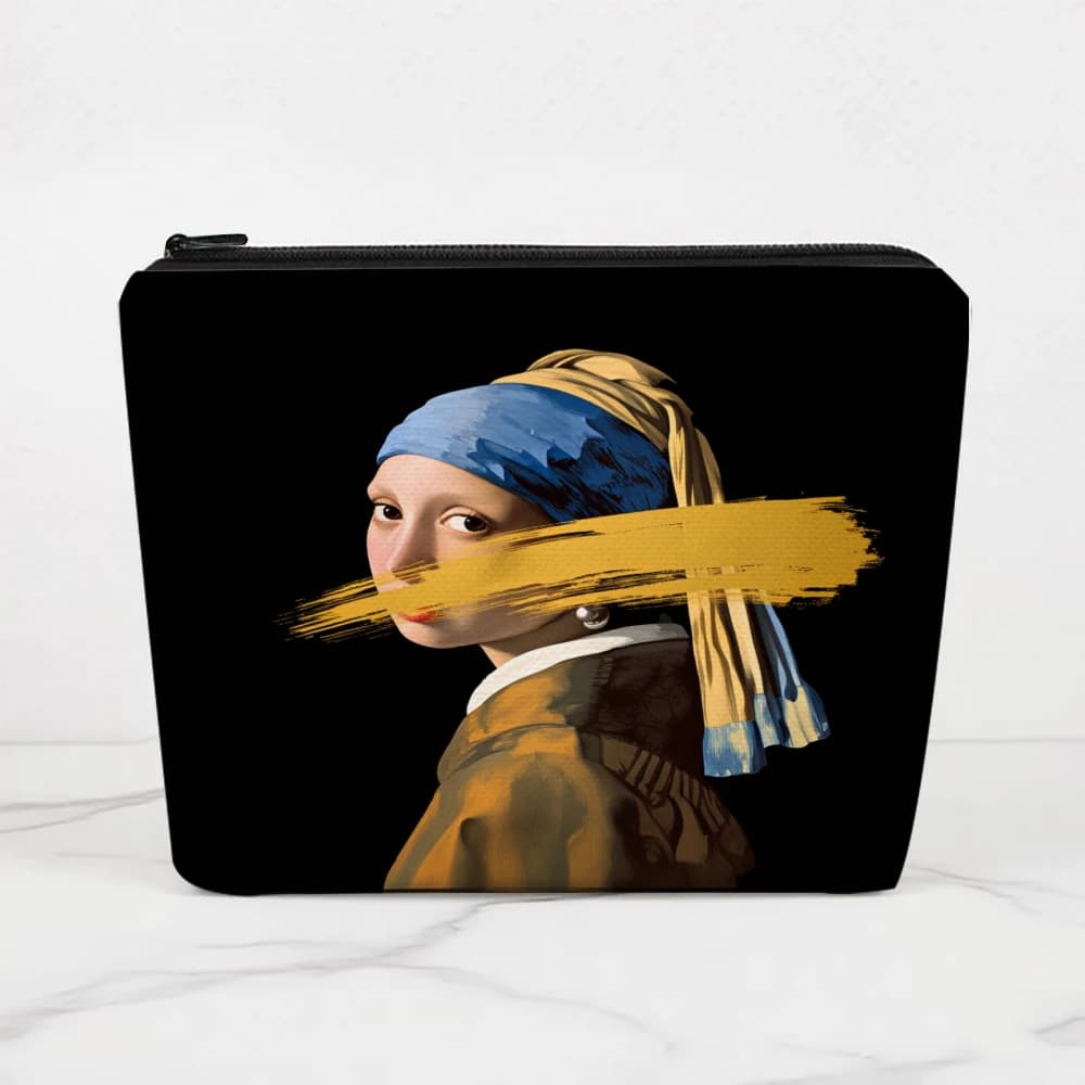 Borse per il trucco dipinte con motivo Ragazza con l'orecchino di perla per ragazze, pochette per cosmetici, beauty case, astuccio per matite, custodia da viaggio