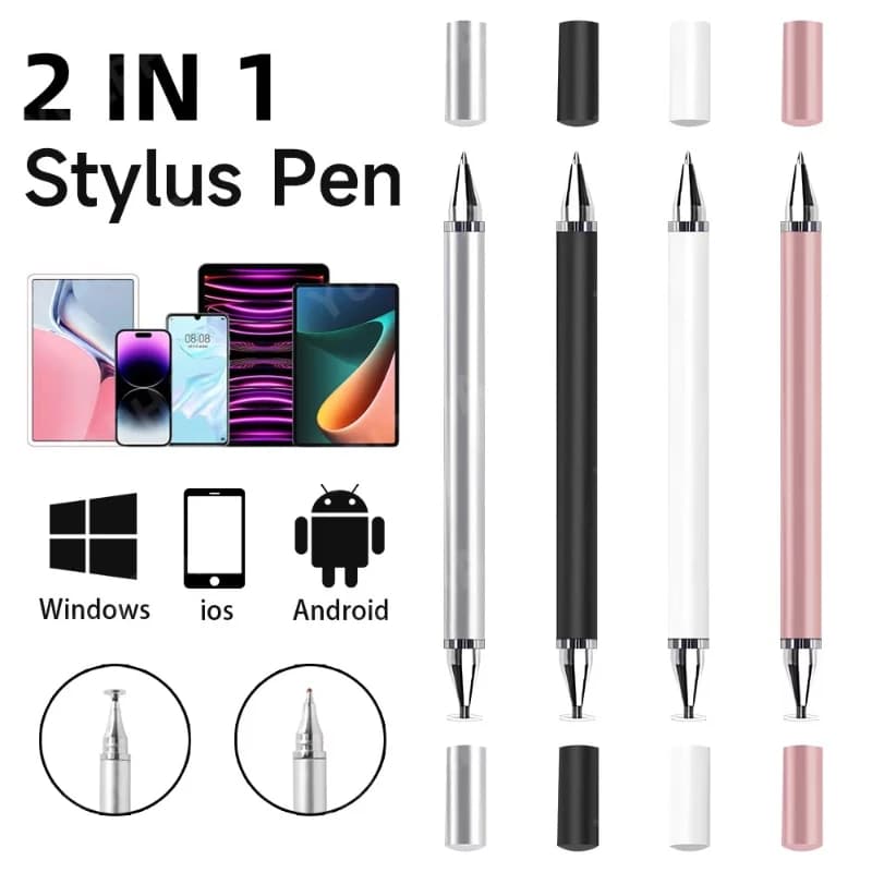 1/2/3/4 Pezzi Penna Stilo 2 in 1 per Smartphone e Tablet, Matita Capacitiva Universale per Disegno, Penna Touch per Schermi di Telefoni Android