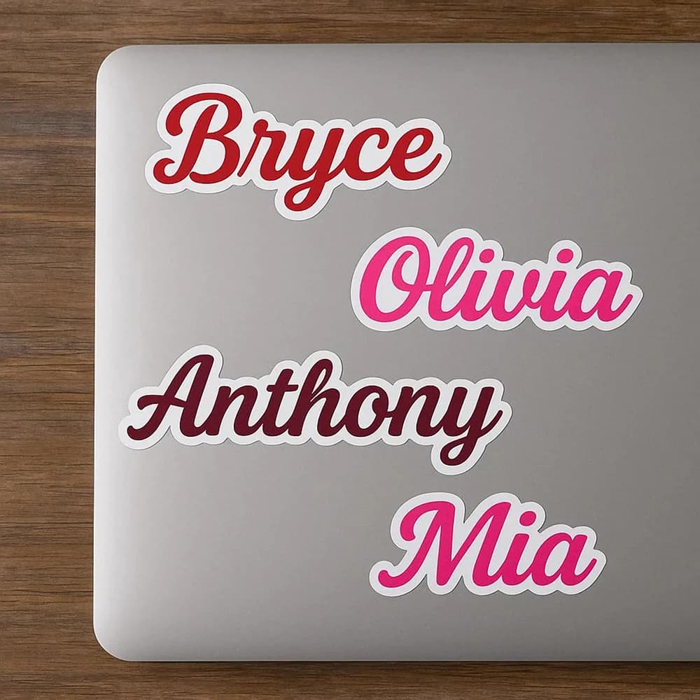 Adesivi Personalizzati in Vinile Impermeabile con Nome, Logo e Testo per Laptop, Tazze, Bottiglie, Decorazioni per Feste di Compleanno e Matrimoni