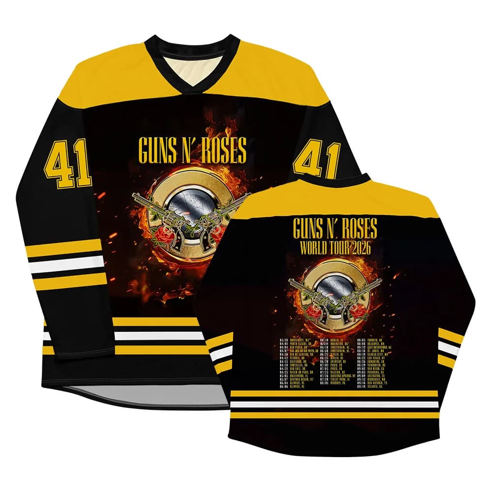 Maglia da Hockey GUNSN ROSES Tour 2026, Abbigliamento Unisex, Streetwear, Moda Rock Band Heavy Metal, Stampa 3D
