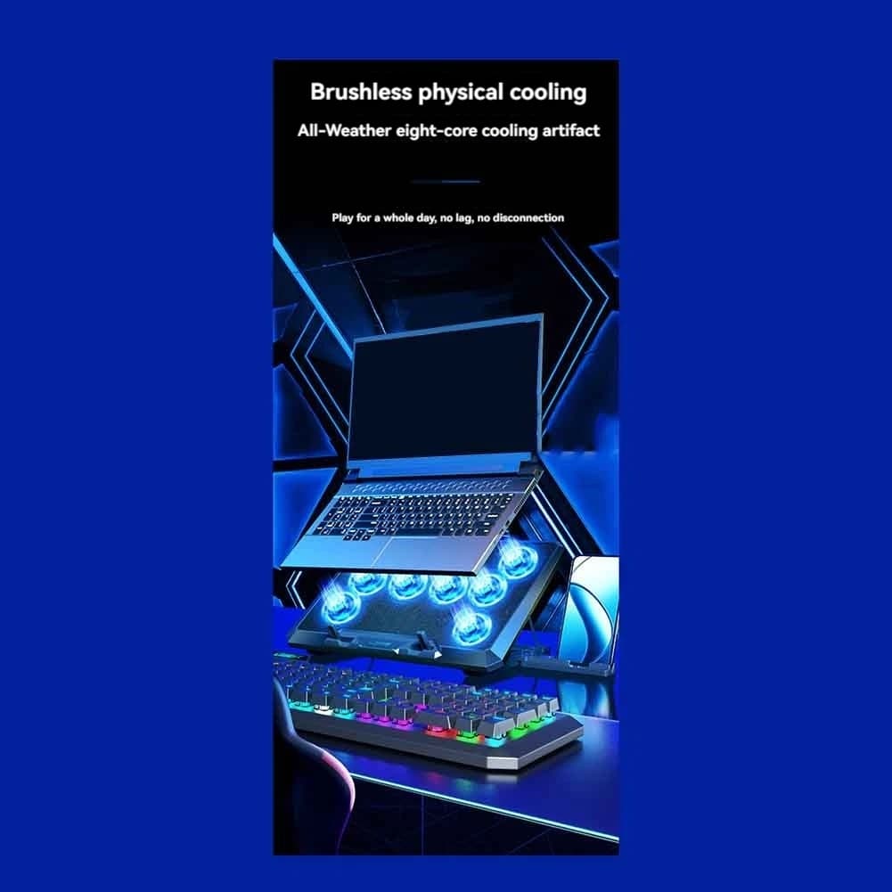 Laptop Cooling Pad With 8 Cooling Fan Laptop Cooler Fan With No Lights Notebook Cooler Stand With 5 Height Adjustable