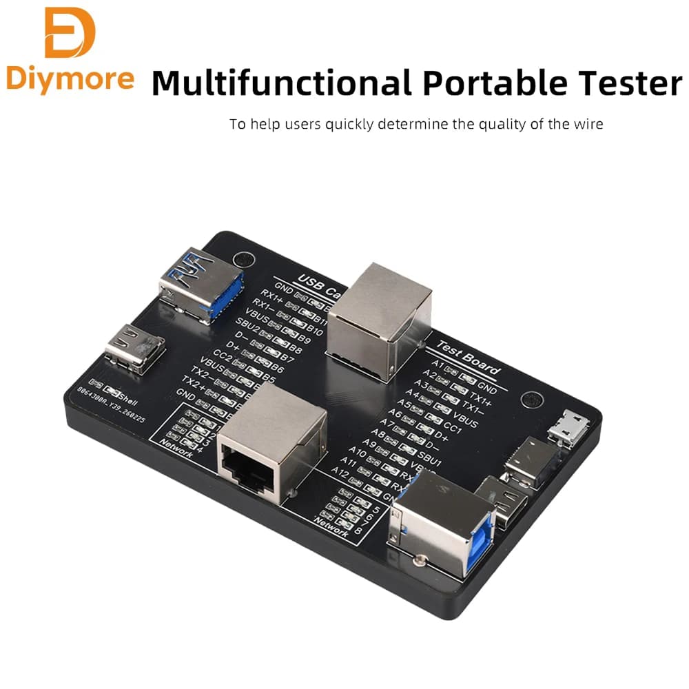Tester Cavi Multifunzione USB 3.0/3.1/3.2 Type-C 24-Pin, Modulo di Test Rapido per Rilevamento Guasti Cavi