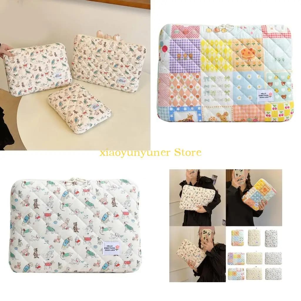 P9JB Custodia per laptop con motivo cartoon per 11/13/15 pollici imbottita trapuntata antiurto