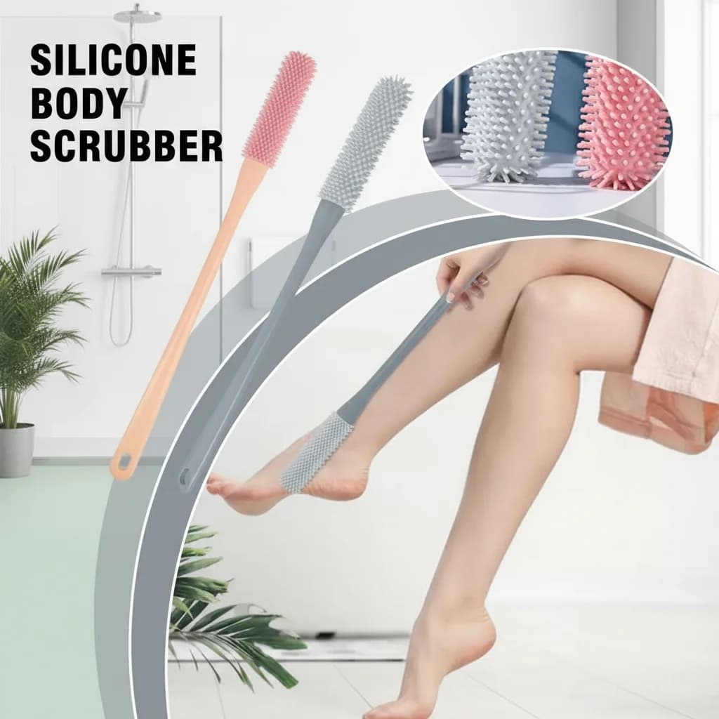 Spazzola in silicone per la pulizia delle dita dei piedi, scrubber per piedi anziani con manico lungo, spazzola per la doccia per la pulizia tra i dita dei piedi, cura degli anziani