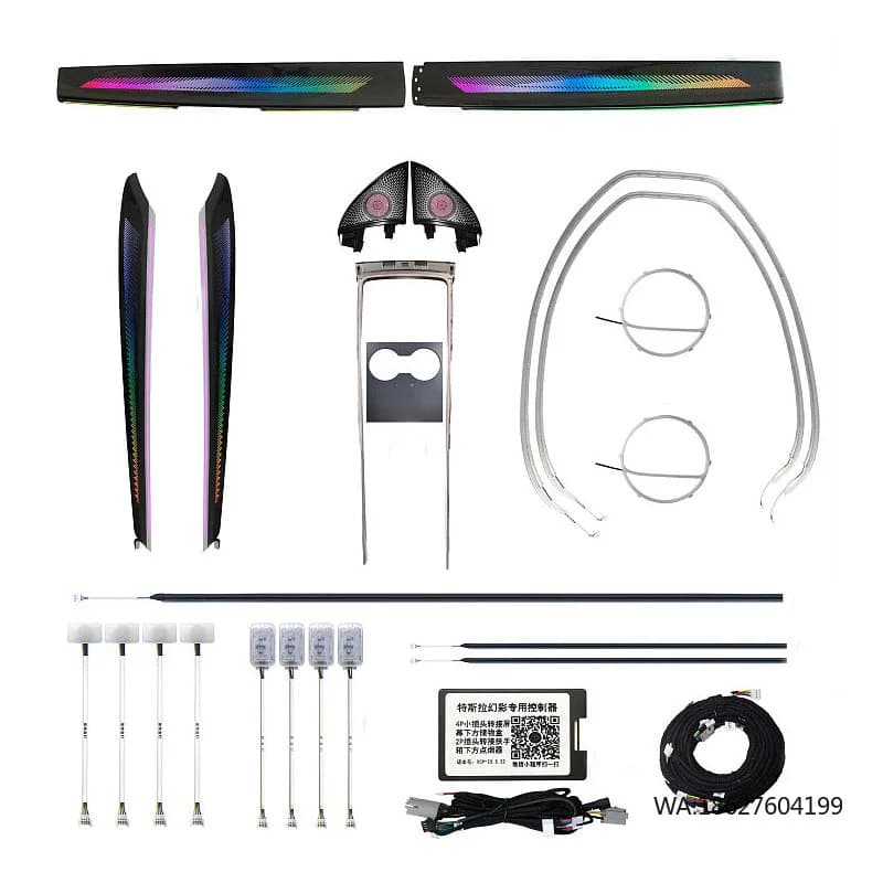 Illuminazione Ambientale LED per Auto, Luce a Fibra Ottica RGB con Effetto Inseguimento, Pannello LED Interno per Tesla Model 3/Y