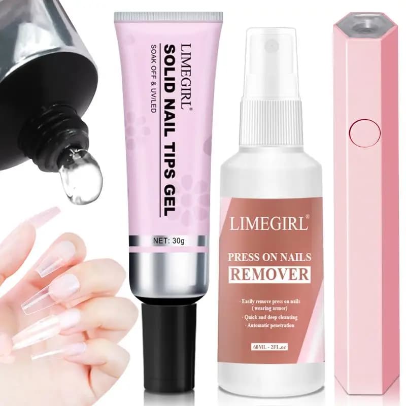 30g soft transparent gel for fake nails, UV adhesive strong glue removable in nail extension tube, professional manicure tool.