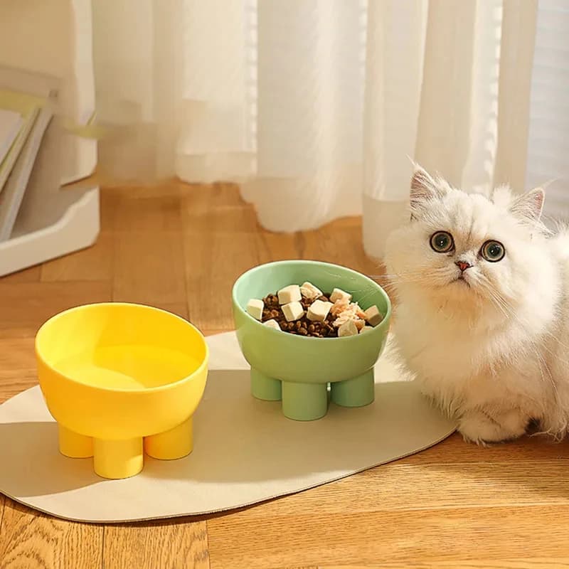 Ciotola per Gatti a Forma di Elefante Macaron 15 ° Ciotola Inclinata per Animali Domestici con Protezione del Collo, Anti-Ribaltamento, per Cibo e Acqua