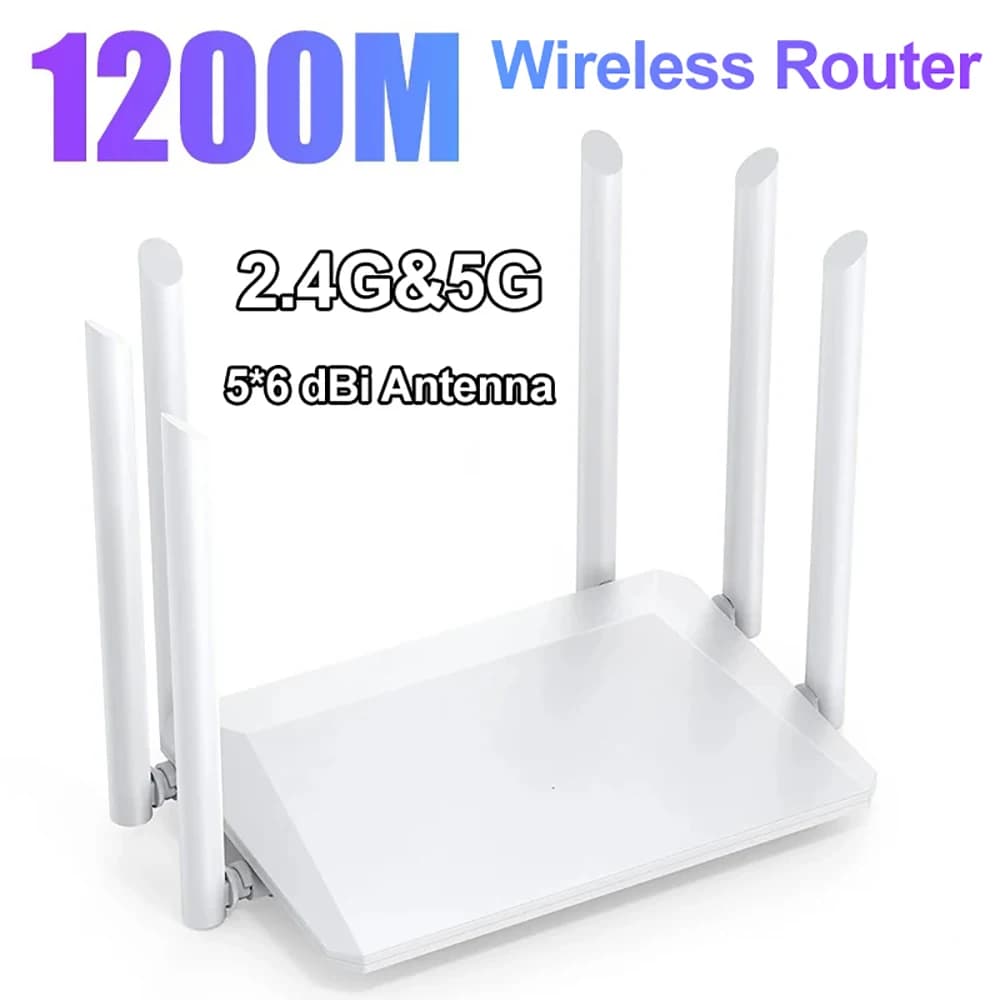 Ripetitore di portata Wifi router wireless dual band 2.4G 5G 1200Mbps con antenne ad alto guadagno 5 * 6dBi estensione Wi-Fi a copertura più ampia