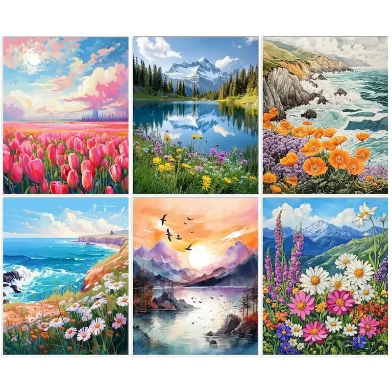 GATYZTORY Diy Oil Painting By Numbers Landsape Acrylic Paint Modern Wall Art Frameless Hand Painted Canvas For Home Decor