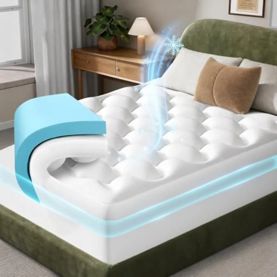 Cooling 4 lnch Size Dual Layer Mattress Topper, 2 Inch Gel Memory Foam, 2 Inch Soft Breathable Pillow Top Pad, Bedroom Mattress