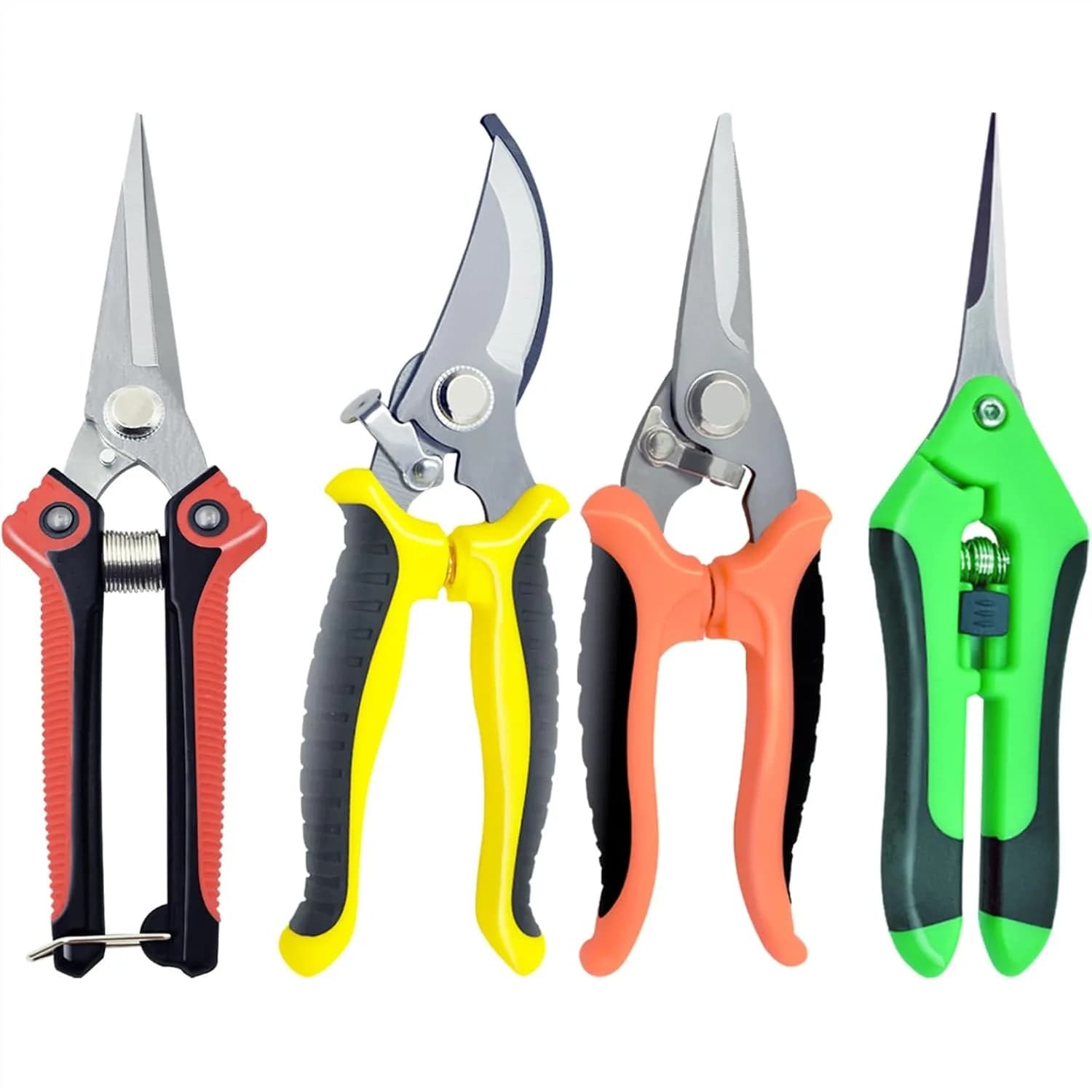 Set of 4 Gardening Scissors, Stainless Steel Sharpeners with Anti-slip Grip for Plant Power