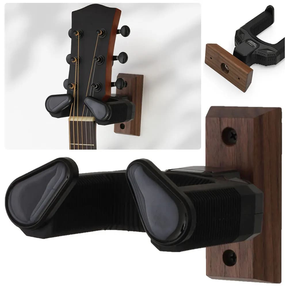 Supporto da Parete Universale in Legno Antiscivolo per Chitarra, Ukulele e Basso