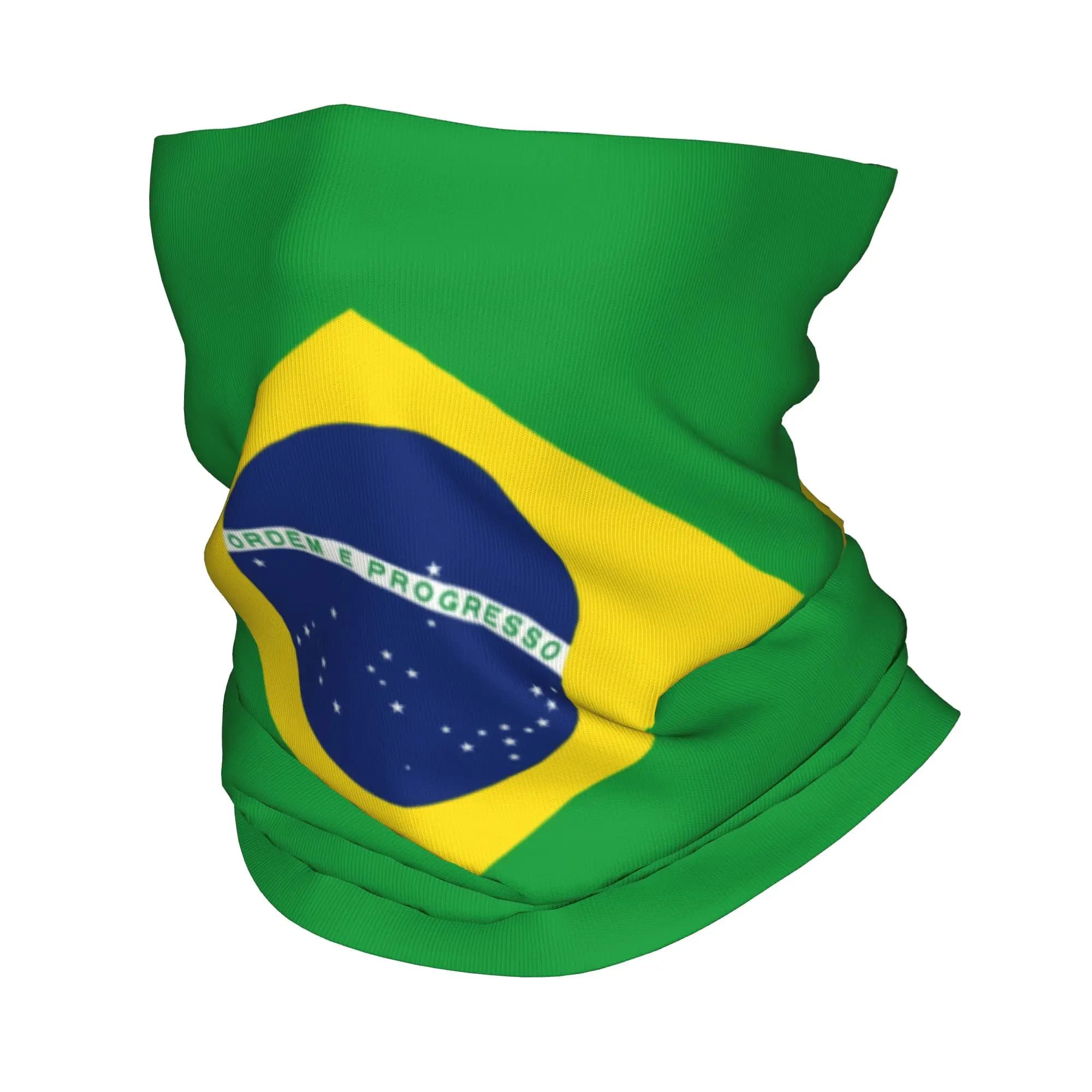 Custom Brazil Flag Bandana Neck Warmer Men Women Winter Ski Tube Scarf Gaiter Face Cover