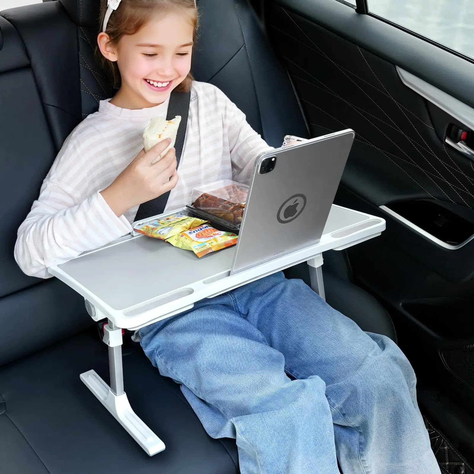 Hipacool Tavolino Pieghevole per Sedile Auto, Supporto per Libri e Lettura, Supporto Regolabile in Altezza e Angolazione per Laptop, Stand Portatile per Bambini