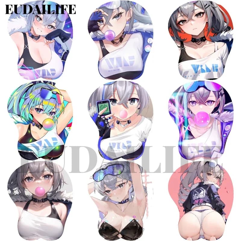 Silver Wolf 3D Mousepad Honkai Star Rail Mano poggiapolsi Mouse Pad Mousepad Silicone Oppai Morbido Mouse Zerbino Lavoro d'ufficio Otaku Regalo