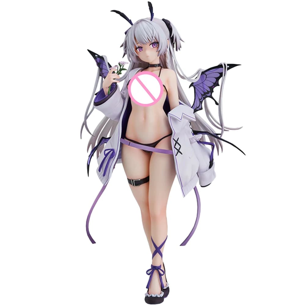 Statuetta Anime Ragazza con Farfalla Viola, Figurina Bechuania, Bellissima Ragazza, Modellino d'Azione, Statua, Bambola da Collezione, Decorazione, Regalo per Adulti