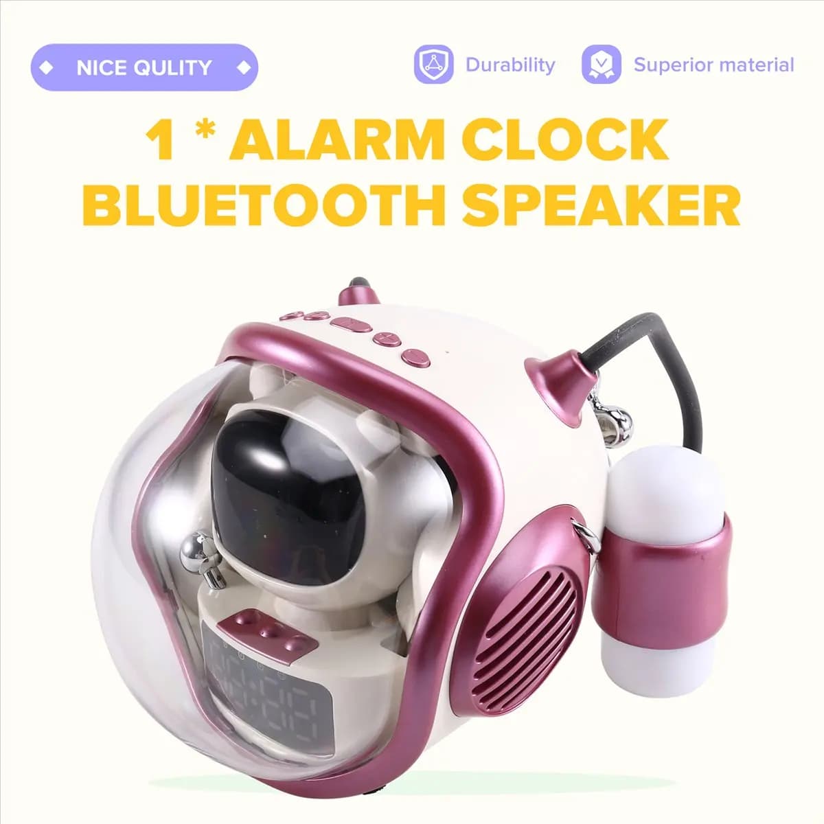 Astronauta Astronave Altoparlante Bluetooth wireless AI interattivo con sveglia a luce RGB Regali notturni di bell'aspetto