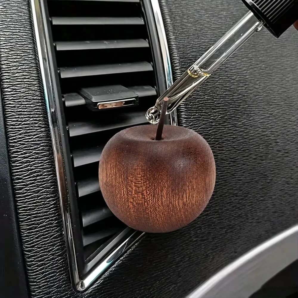 Apple Shape Car Essential Oil Diffuser Clip-on Long-lasting Floral Wooden Aroma Diffuser Slowly Volatile Natural Fragrance